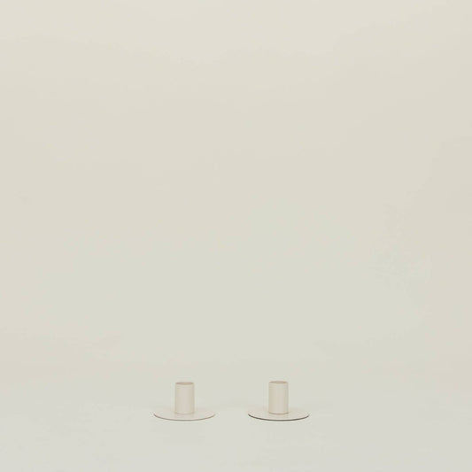 ESSENTIAL METAL CANDLE HOLDERS, SET OF 2 - IVORY