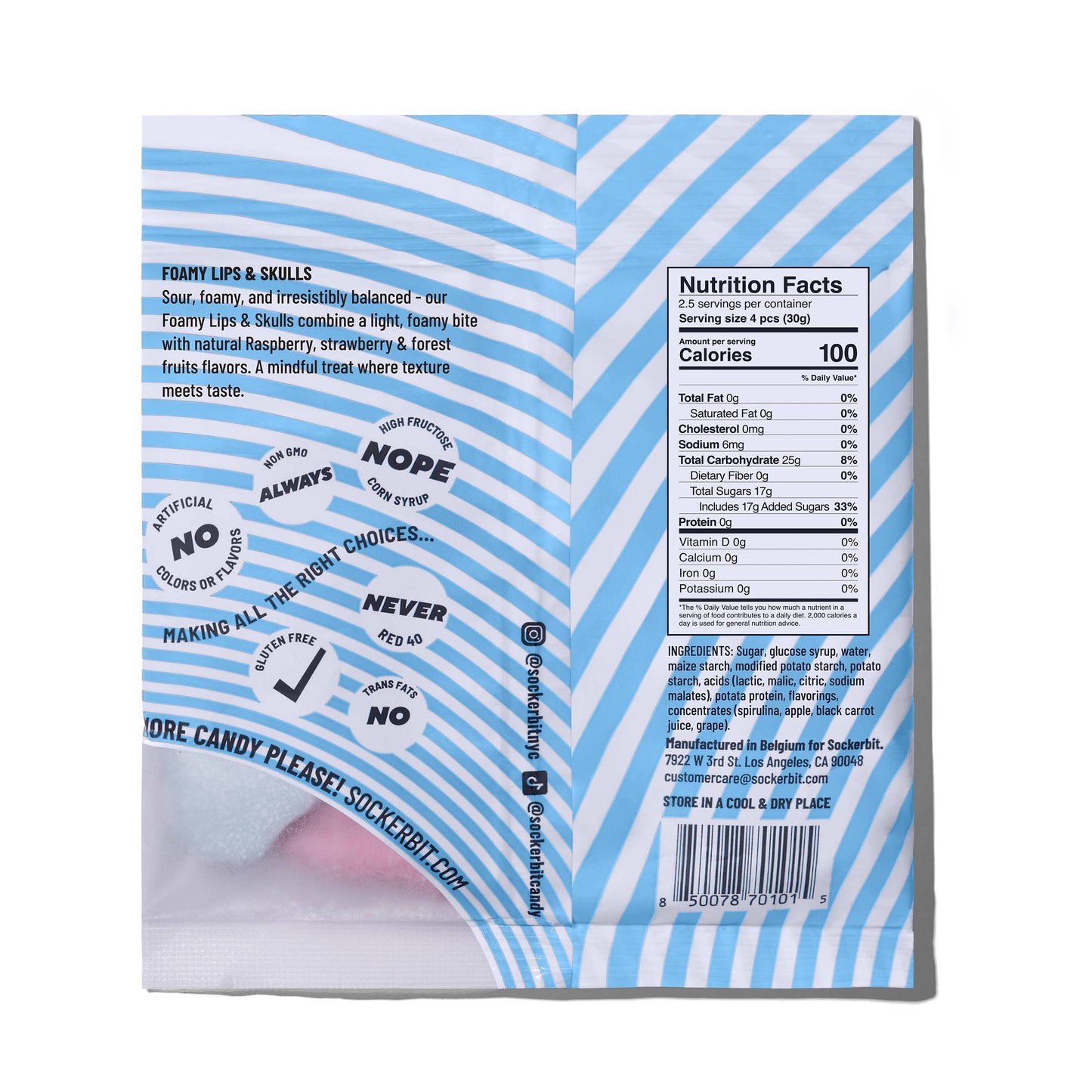 Foamy Lips & Skulls Swedish Candy Bag