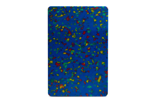 Recycled Plastic Cutting Board Small Confetti on Blue