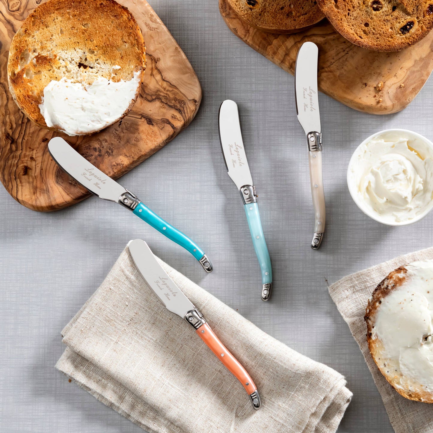 Laguiole 4-Piece Spreader Set with Coral & Turquoise Handles