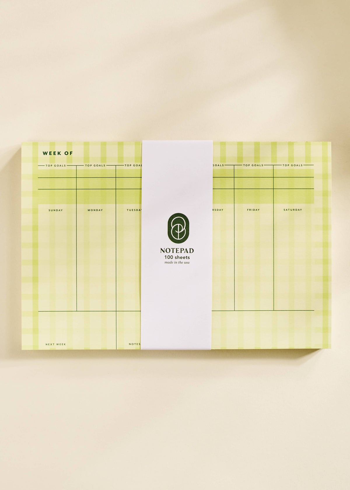 Butter Gingham Weekly Planner Notepad