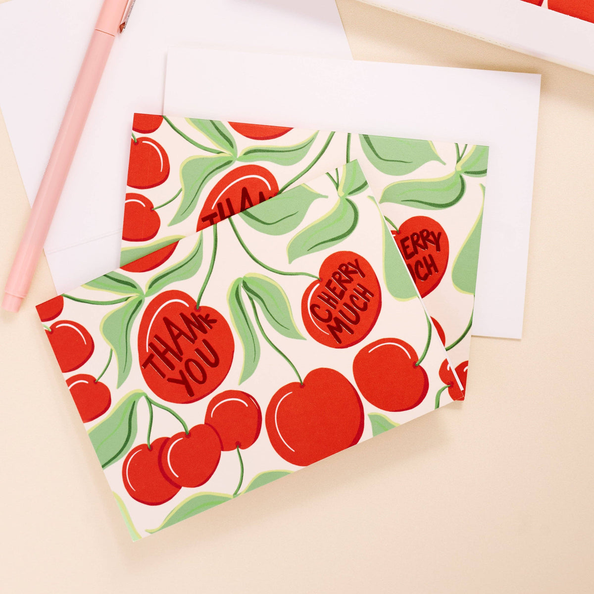 Thank You Cherry Much Foil Printed Card - Single Card