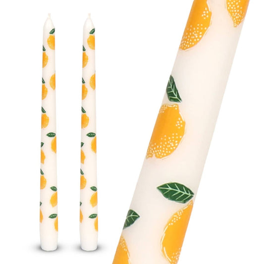 Lemon Taper Dinner Candles | 2 Pack | Summer | Lemon Gifts |