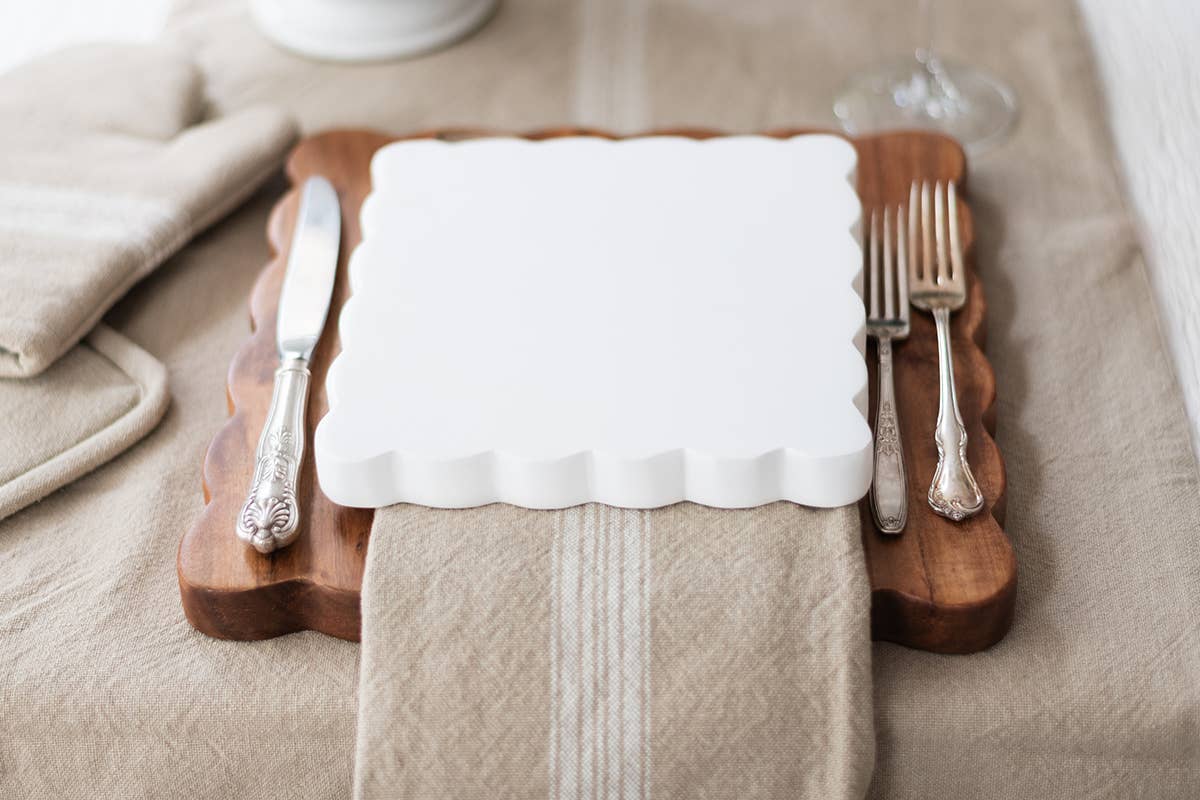 Square Scalloped Cutting and Serving Board Duo Set