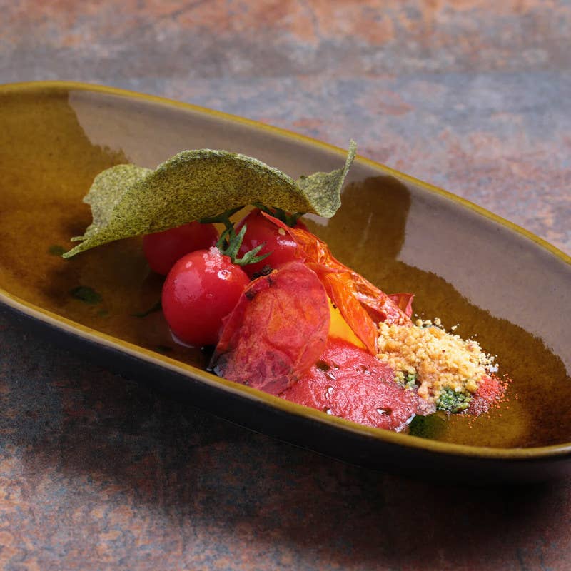 Deep Oval Platter Large Stoneware 12.6 x 6.3" Amber