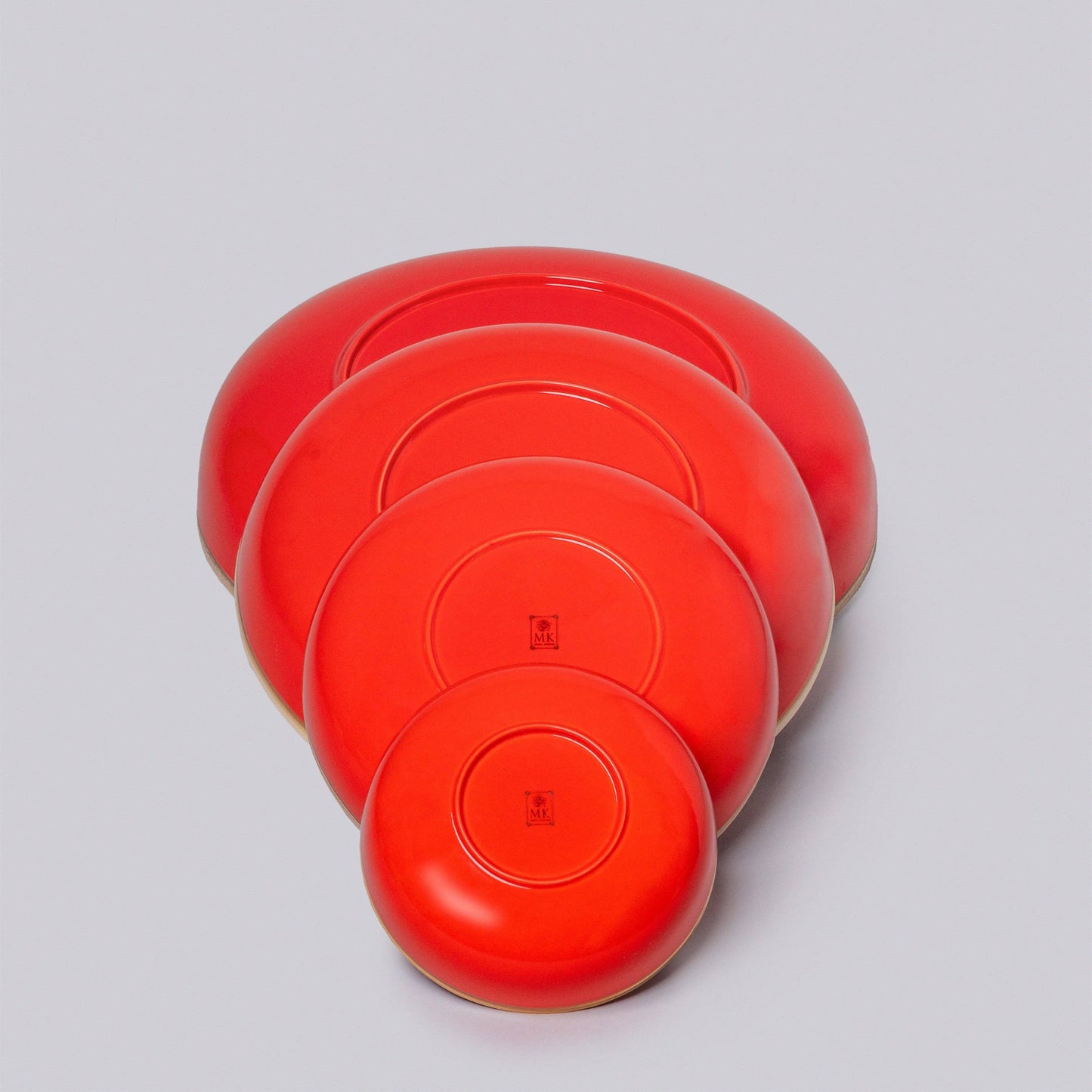 Coral Red Glossy Porcelain Hermit Bowl Nests
