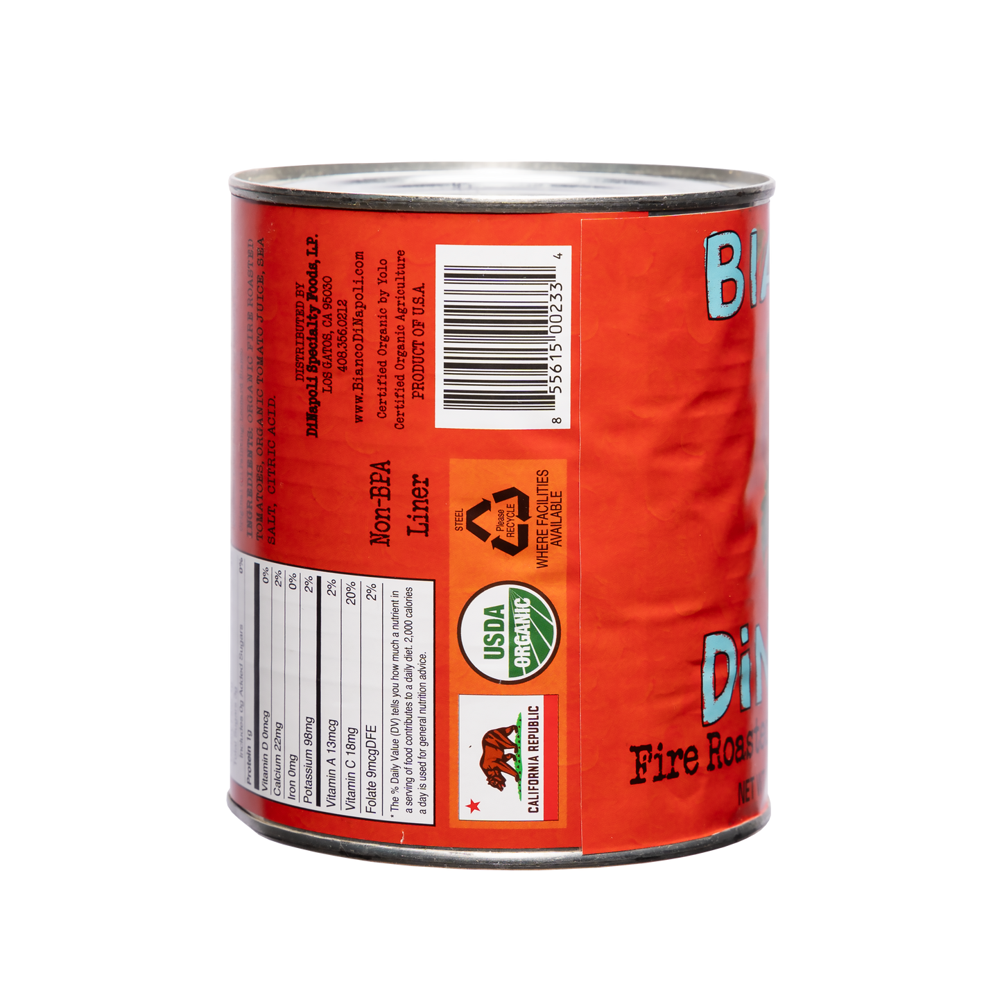 Bianco DiNapoli 28oz Organic Fire Roasted Chopped tom (6 ct)