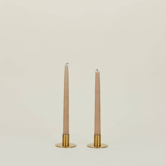 ESSENTIAL METAL CANDLE HOLDERS, SET OF 2 - BRASS