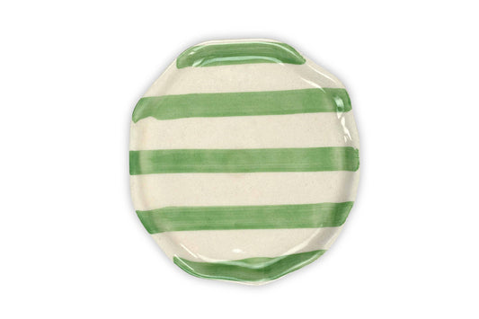 Ceramic Green stripe plate 6.3 X 6.3 Inches