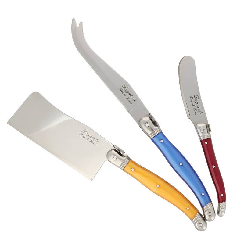 French Home Laguiole Cheese Knife Set, 3 Piece, Multi Color