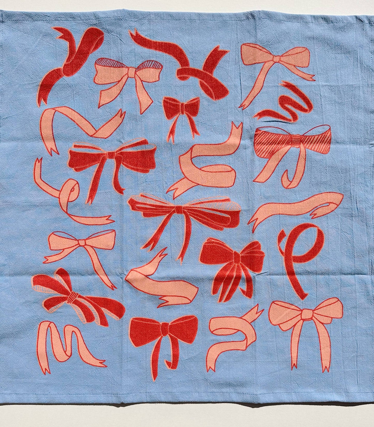 Bows on Blue Tea Towel - 100% Cotton