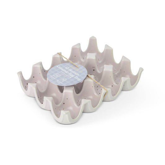 12 Section Speckled Ceramic Egg Tray - Pale Orchid
