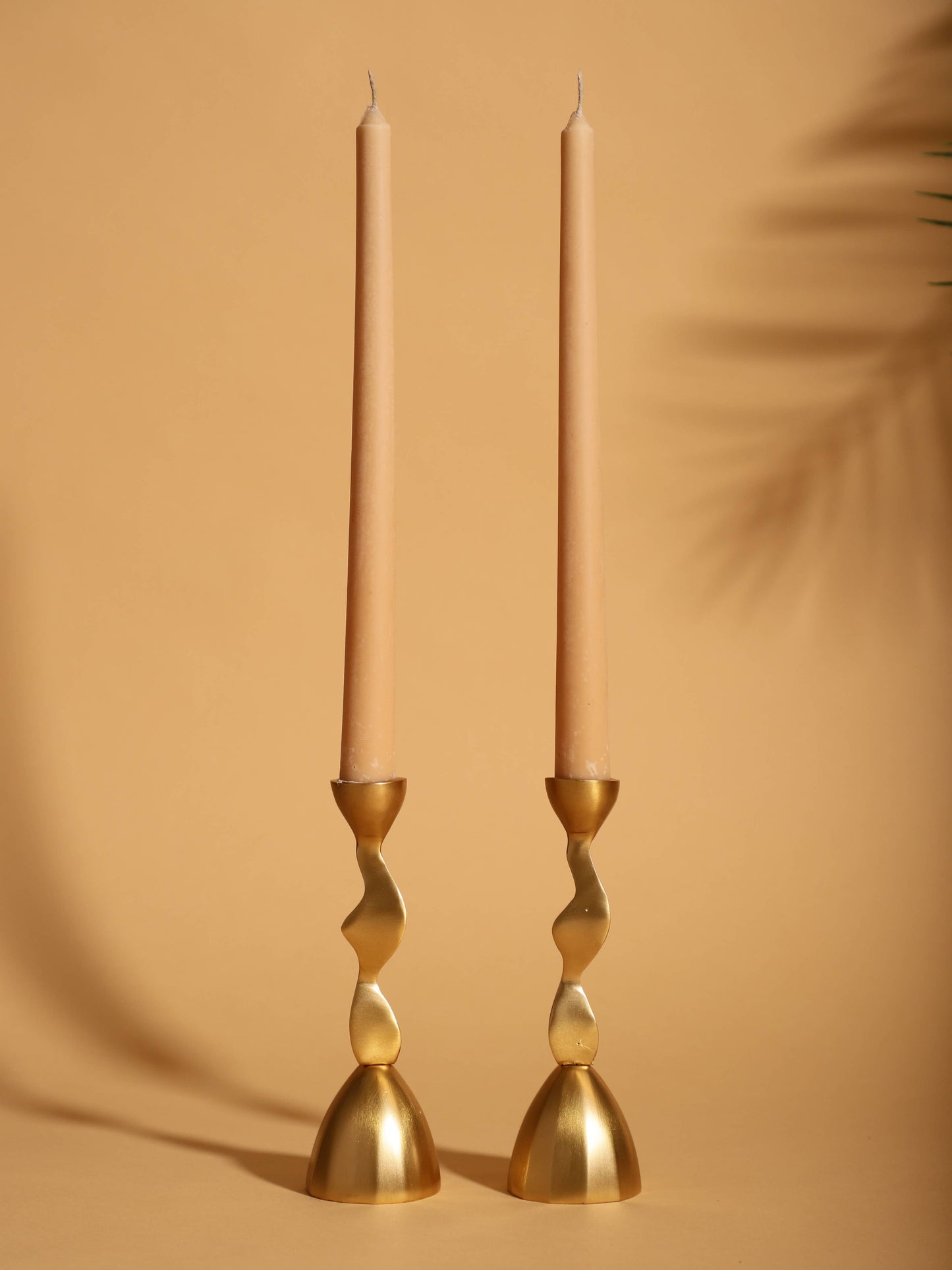 Swirl Metal Taper Candle Holder Gold