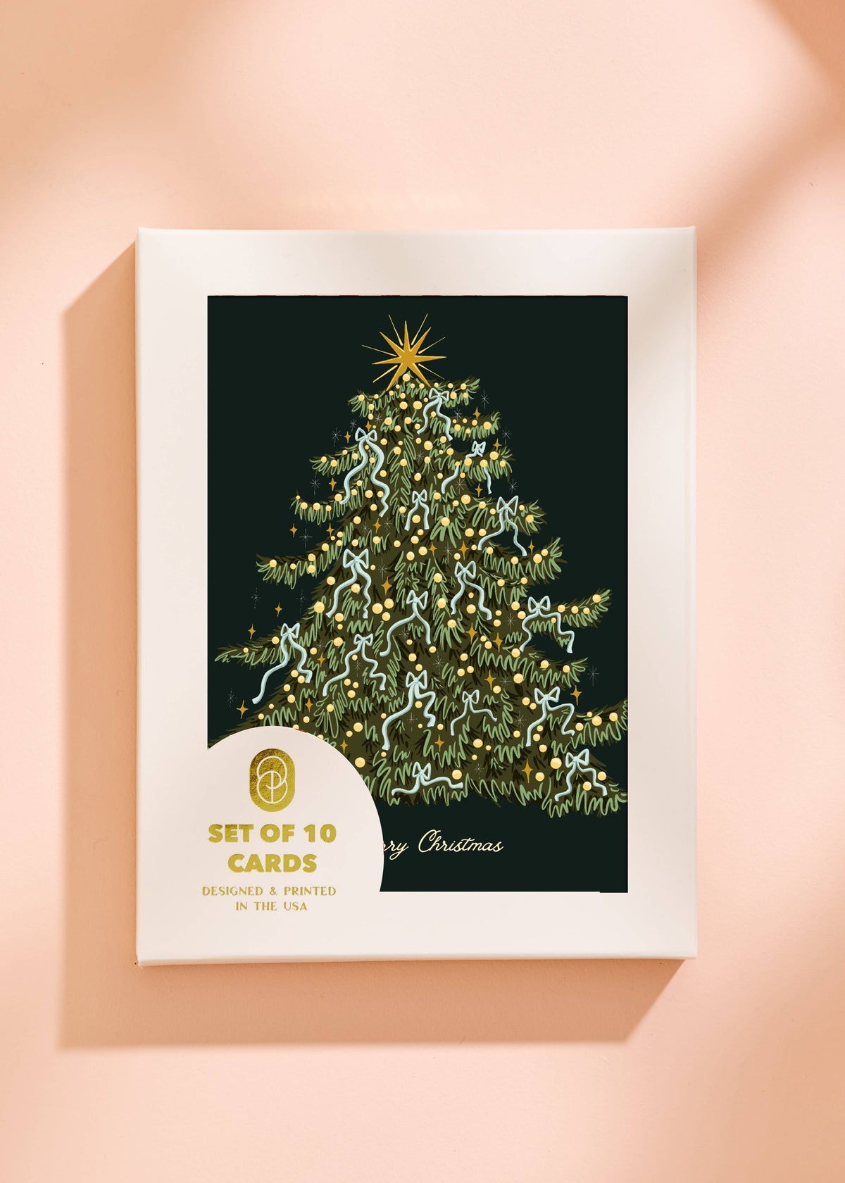 Classic Christmas Tree Merry Christmas Greeting Card - Set of 10