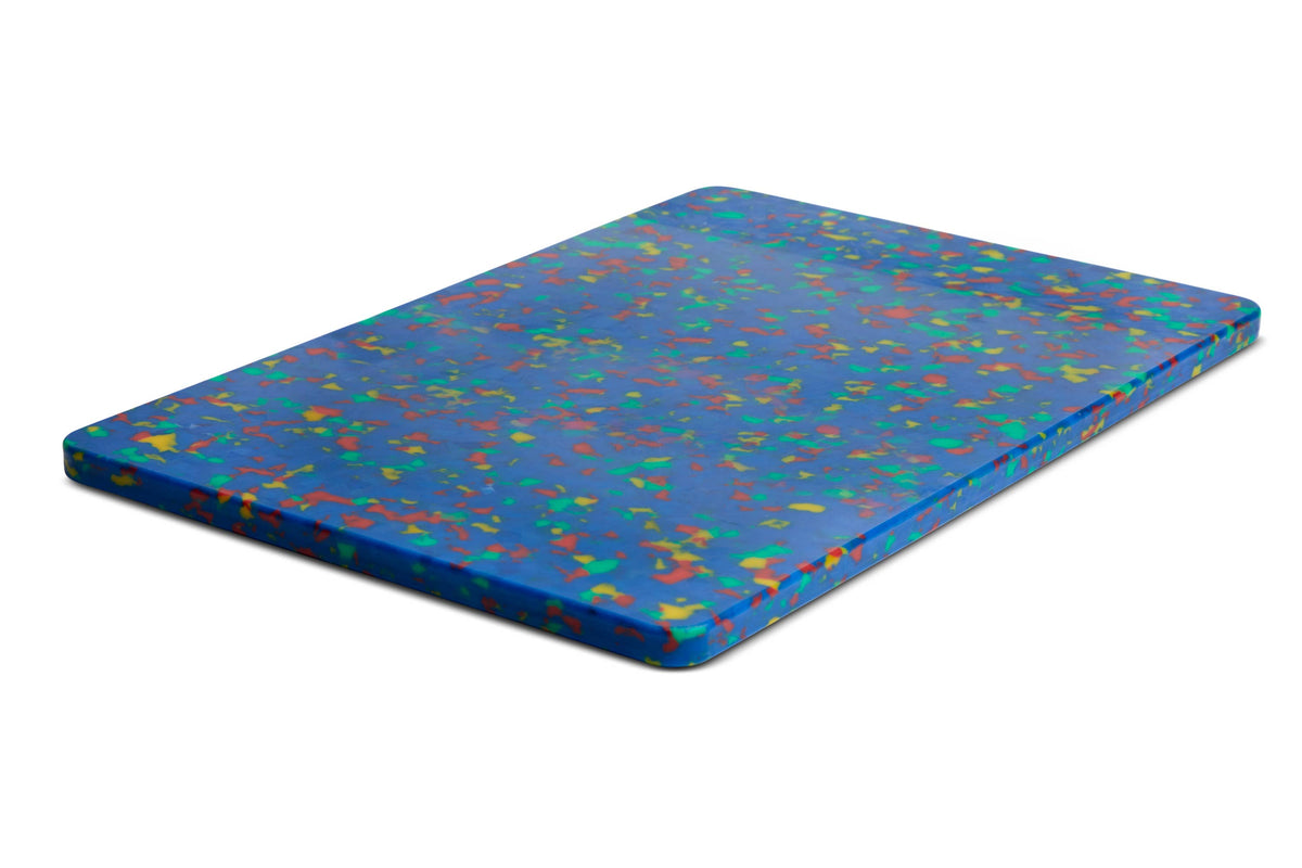 Recycled Plastic Cutting Board Large Confetti On Blue