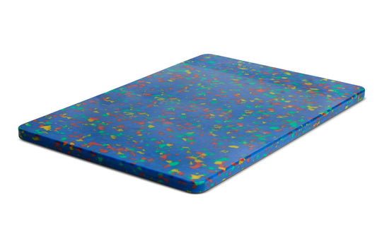 Recycled Plastic Cutting Board Large Confetti On Blue