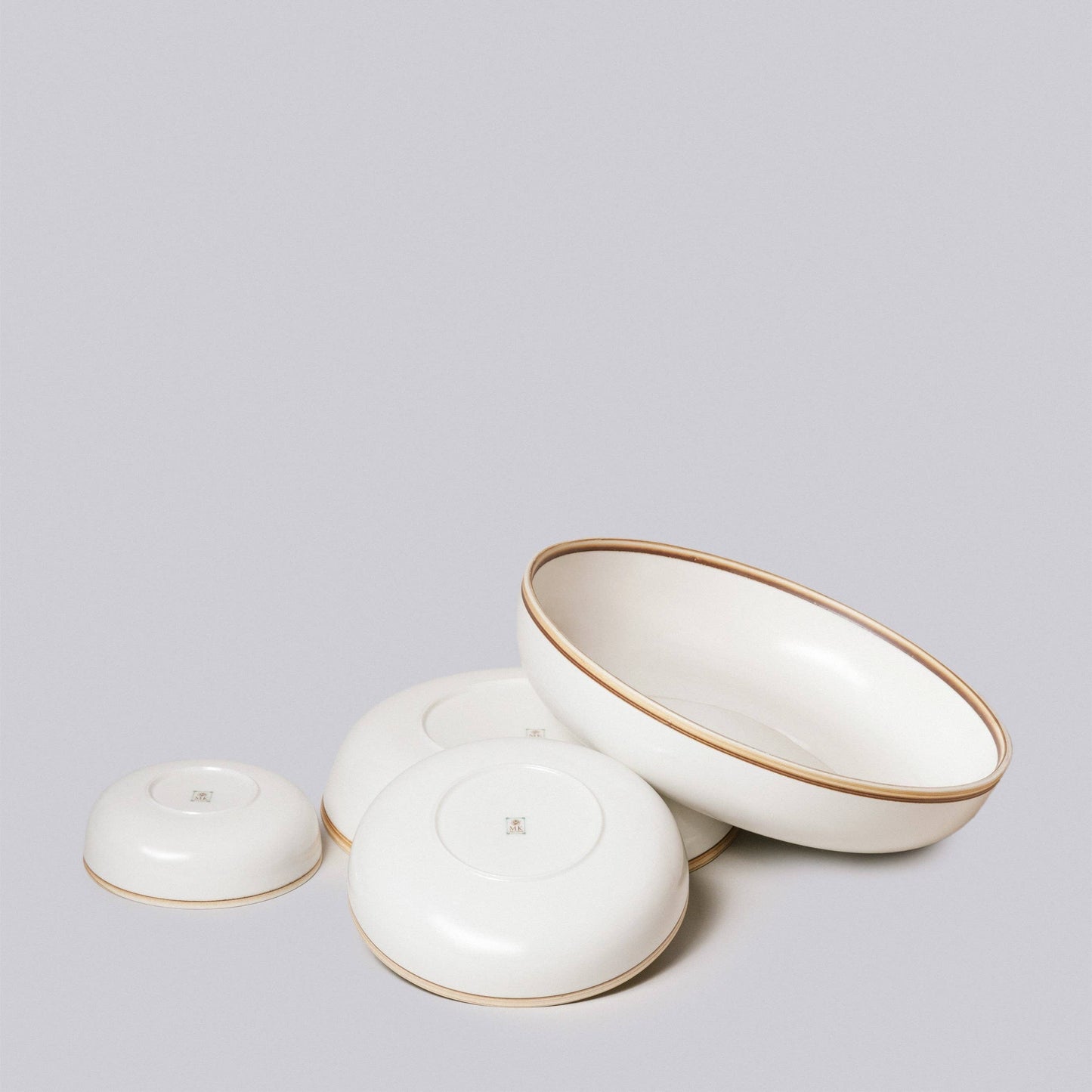 Ivory Glossy Porcelain Nesting Hermit Bowls