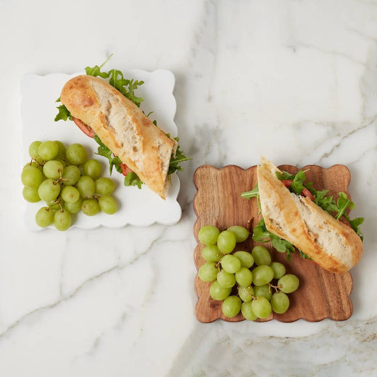 Square Scalloped Cutting and Serving Board Duo Set