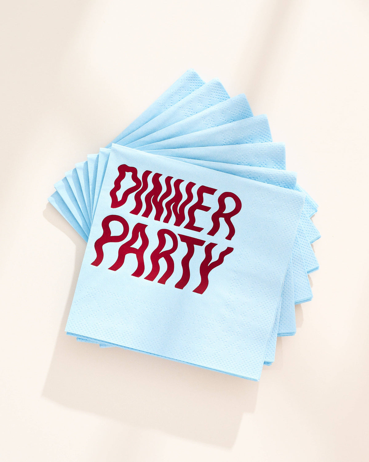 Wavy Dinner Party Blue and Brown Paper Beverage Napkins - Set of 20