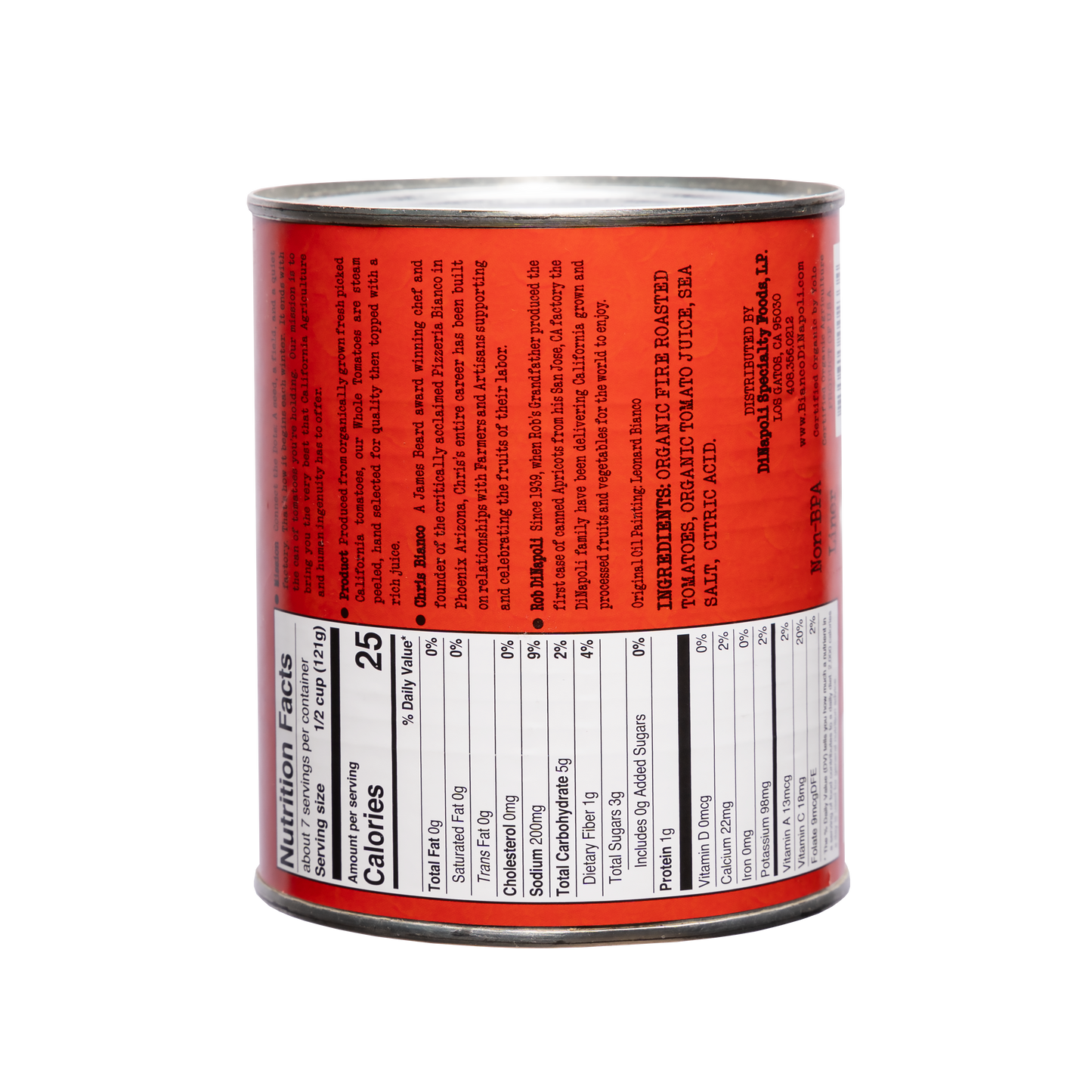 Bianco DiNapoli 28oz Organic Fire Roasted Chopped tom (6 ct)