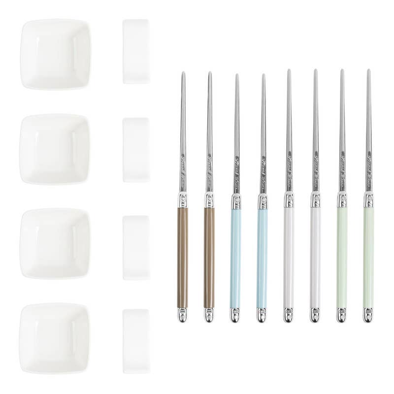 Mother of Pearl Chopsticks & Ceramic Bowls Set