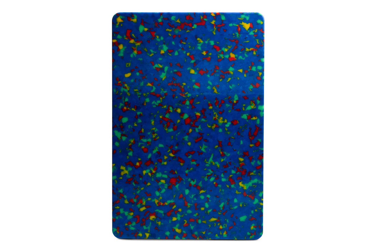 Recycled Plastic Cutting Board Large Confetti On Blue