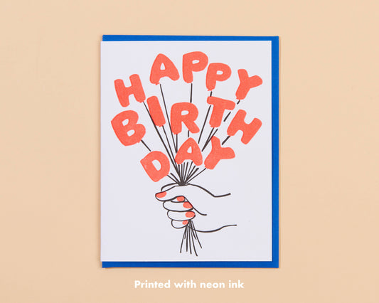 Birthday Balloons Letterpress Greeting Card