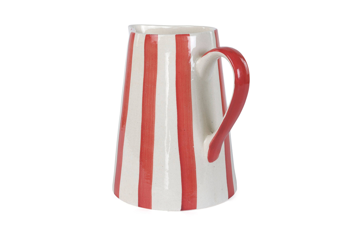 Red Stripe Ceramic Pitcher