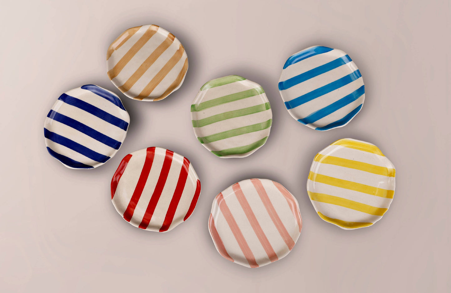 Ceramic Green stripe plate 6.3 X 6.3 Inches