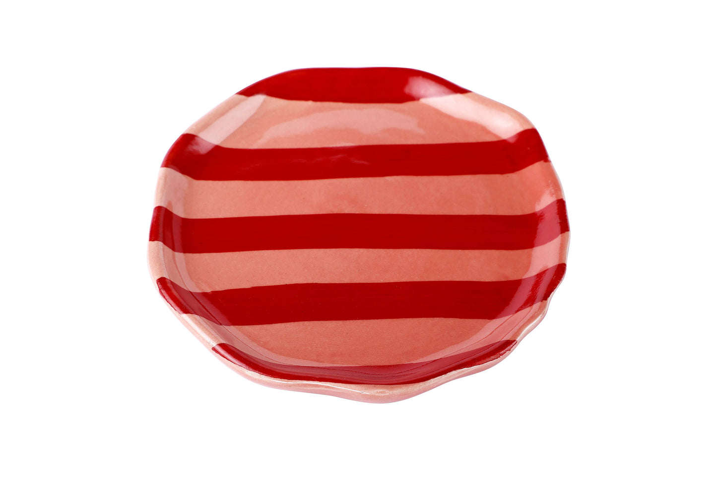 Pink & Red Stripe Salad Plate