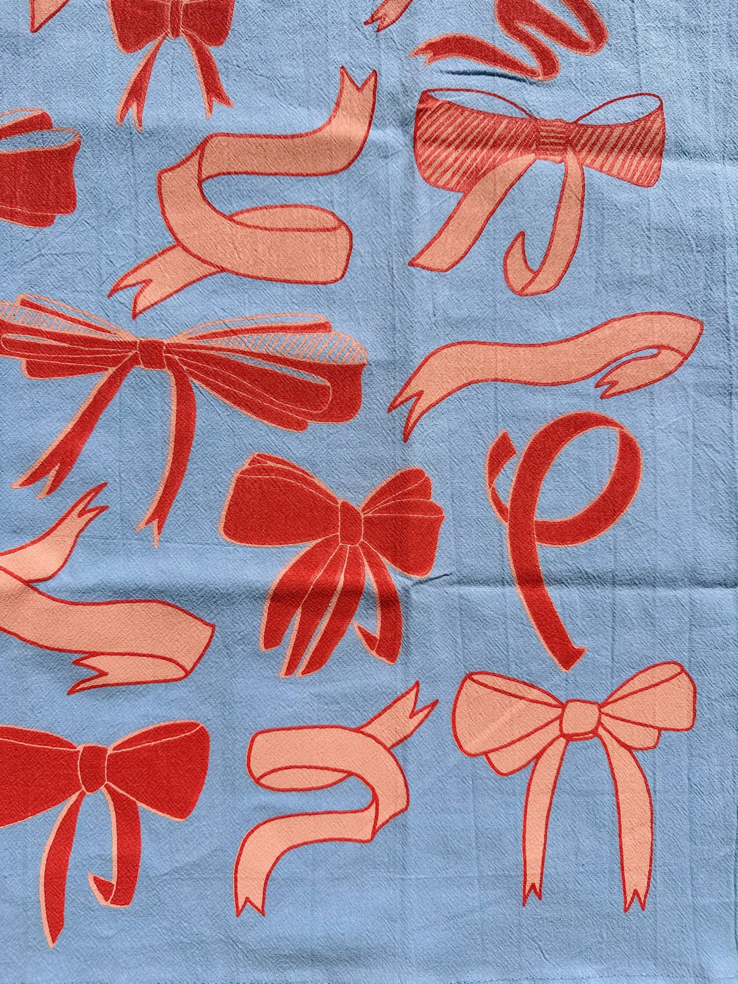 Bows on Blue Tea Towel - 100% Cotton