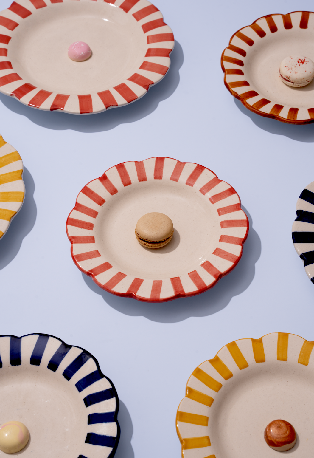 Red Stripe Salad Plate