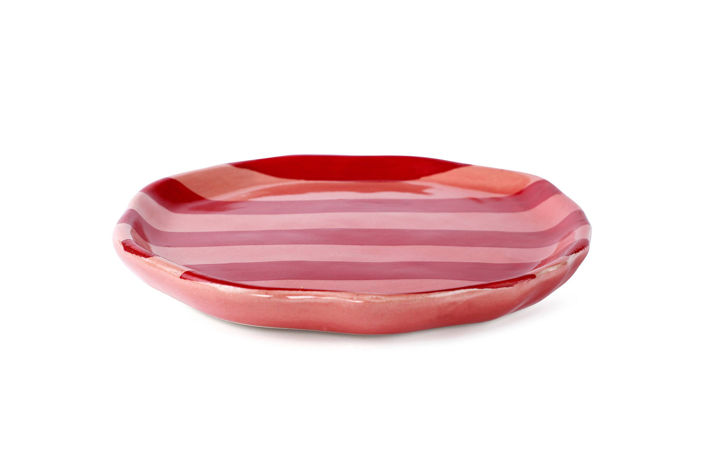 Pink & Red Stripe Salad Plate
