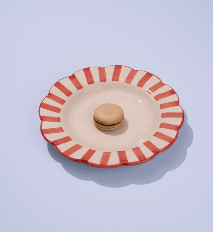 Red Stripe Salad Plate
