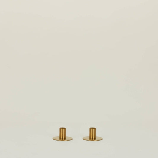 ESSENTIAL METAL CANDLE HOLDERS, SET OF 2 - BRASS