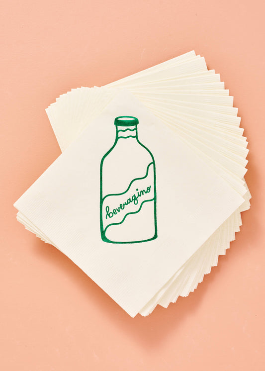 Beveragino Green and White Cocktail Paper Beverage Napkins