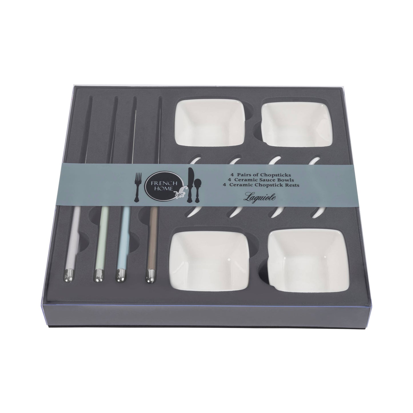 Mother of Pearl Chopsticks & Ceramic Bowls Set