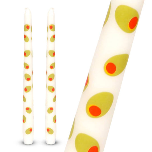 Olive Taper Dinner Candles  | 2 Pack | Summer Decor |