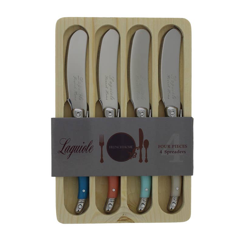 Laguiole 4-Piece Spreader Set with Coral & Turquoise Handles