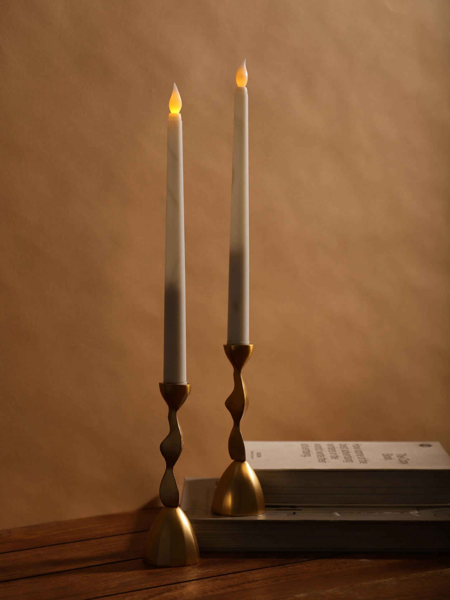 Swirl Metal Taper Candle Holder Gold