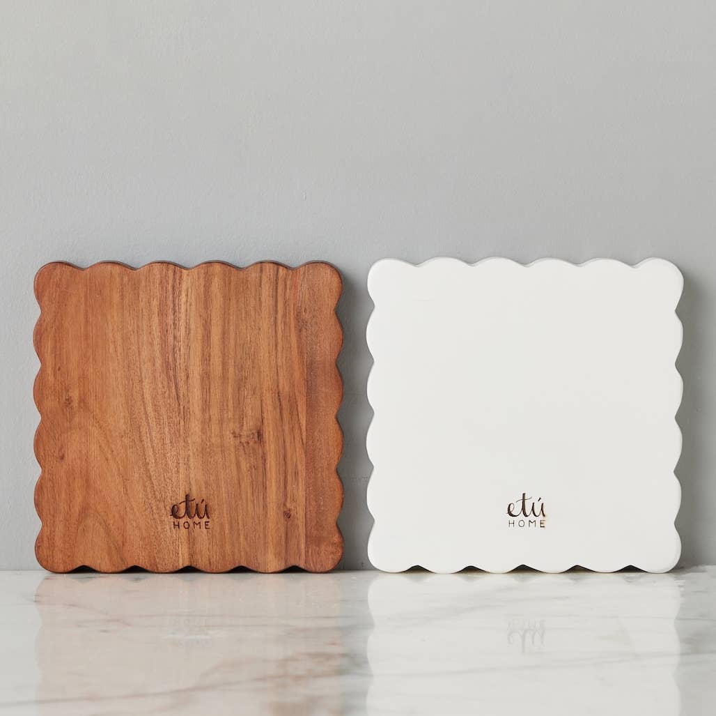 Square Scalloped Cutting and Serving Board Duo Set
