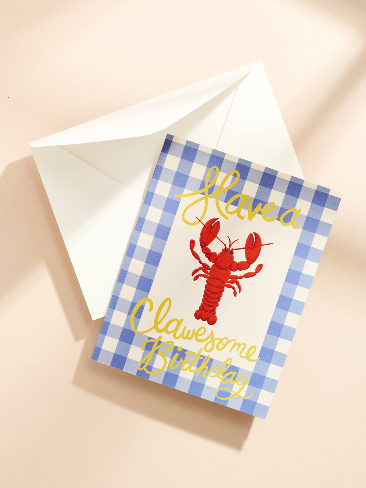 Have a Clawesome Birthday Lobster Gingham Greeting Card