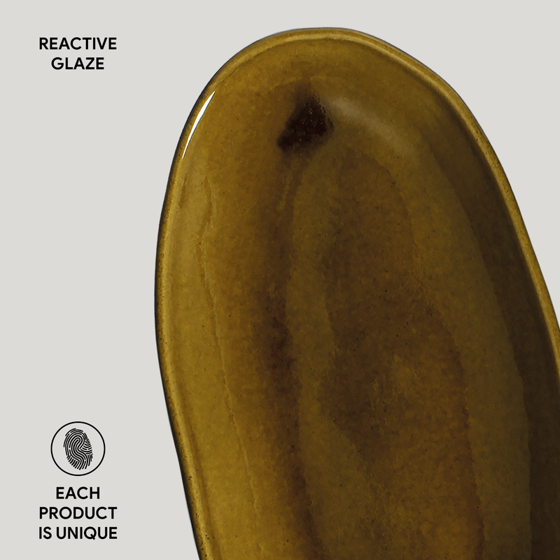 Deep Oval Platter Large Stoneware 12.6 x 6.3" Amber