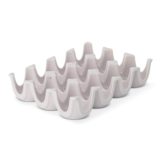 12 Section Speckled Ceramic Egg Tray - Pale Orchid