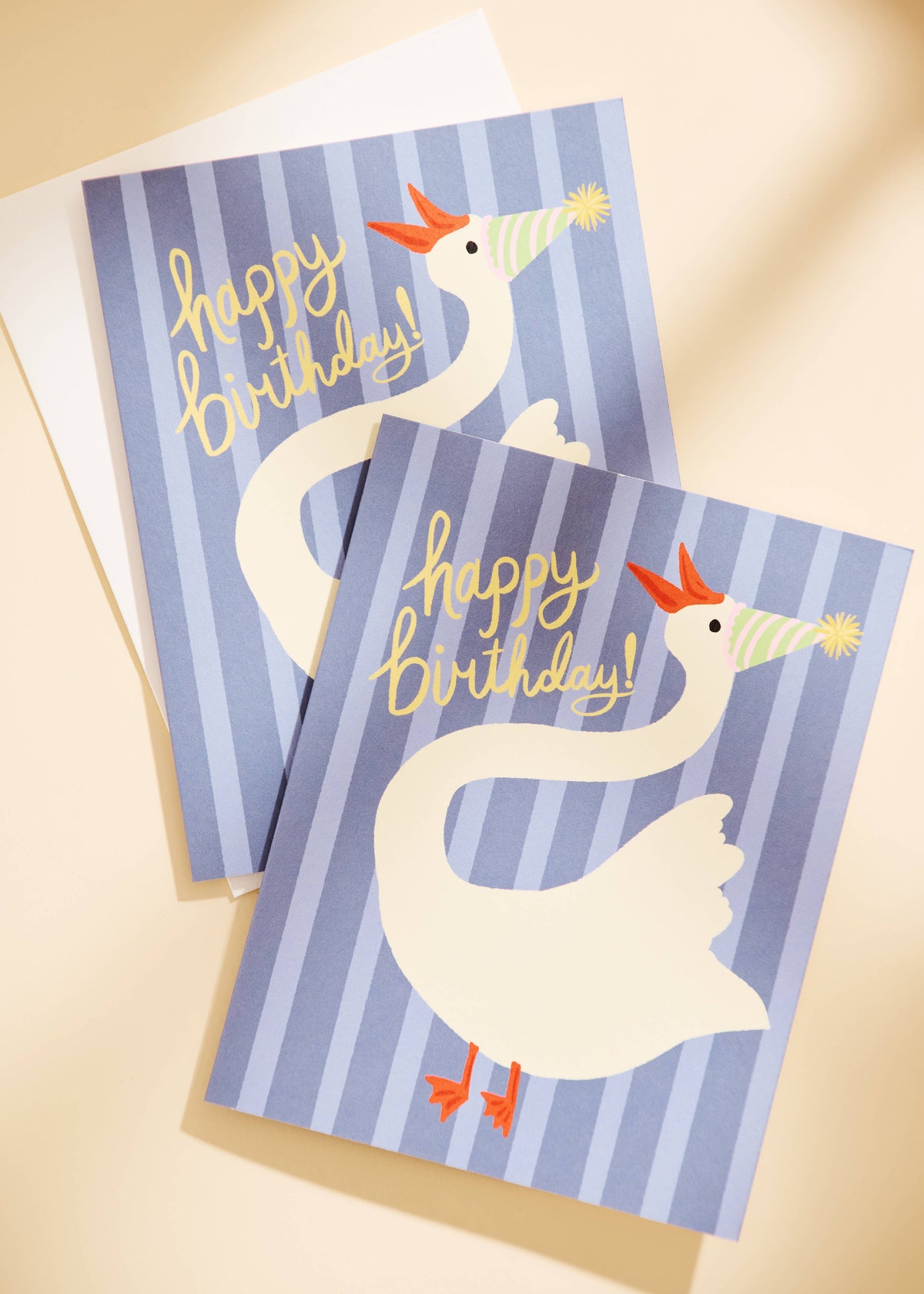 Goose Happy Birthday Striped Greeting Card