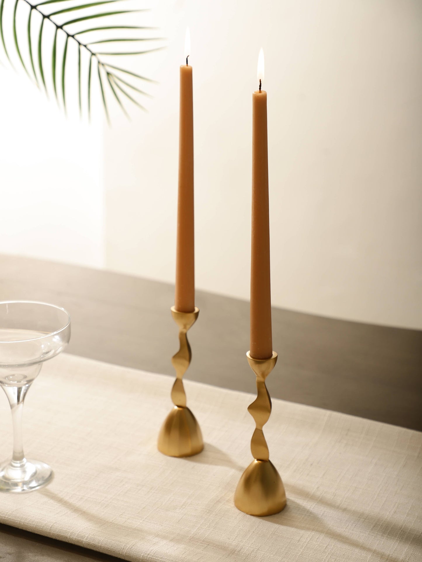 Swirl Metal Taper Candle Holder Gold