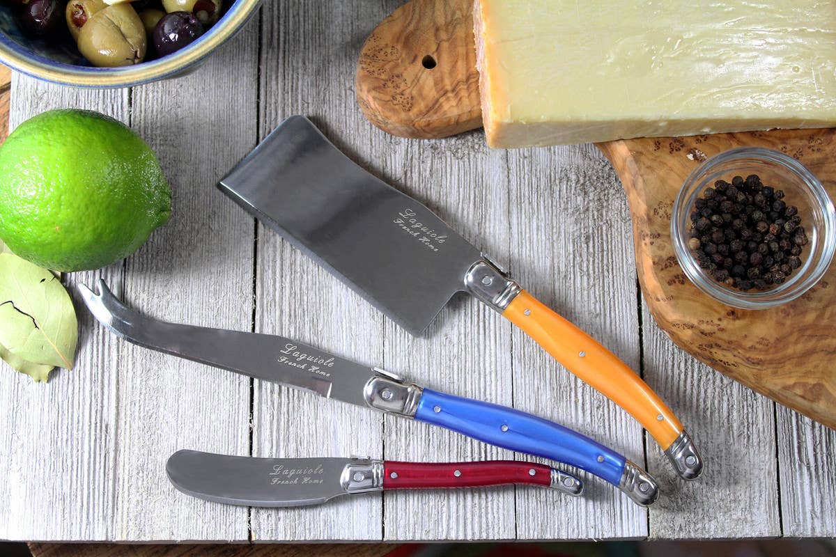 French Home Laguiole Cheese Knife Set, 3 Piece, Multi Color