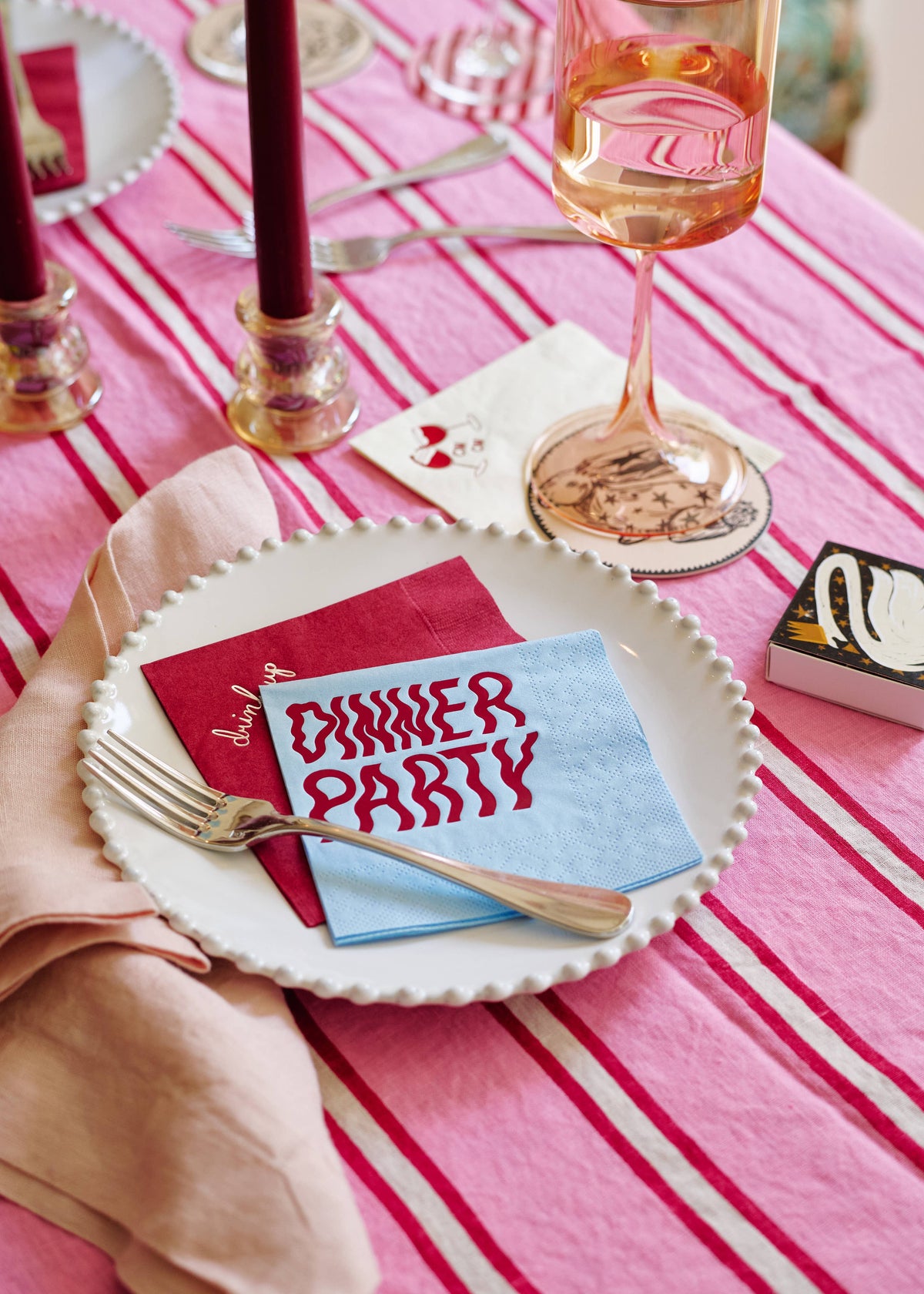 Burgundy Drink Up Cocktail Paper Beverage Napkin - Set of 20
