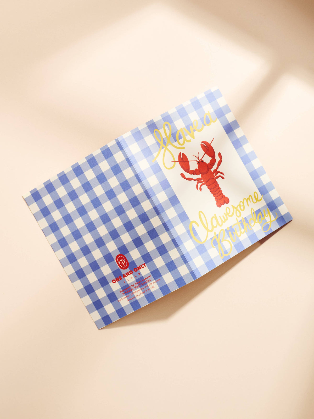 Have a Clawesome Birthday Lobster Gingham Greeting Card