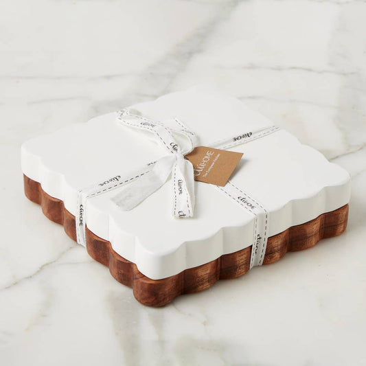 Square Scalloped Cutting and Serving Board Duo Set